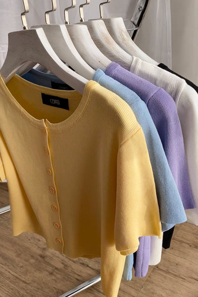 Girl Next Door Button Down Tee - Cloud