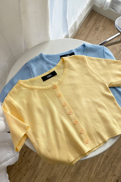 Girl Next Door Button Down Tee - Lemon