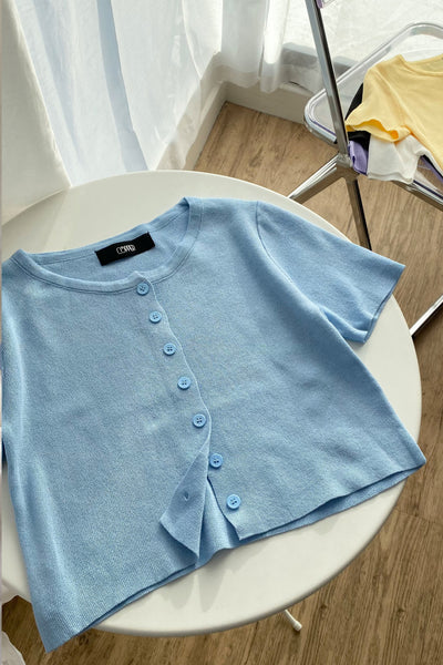 Girl Next Door Button Down Tee - Cloud