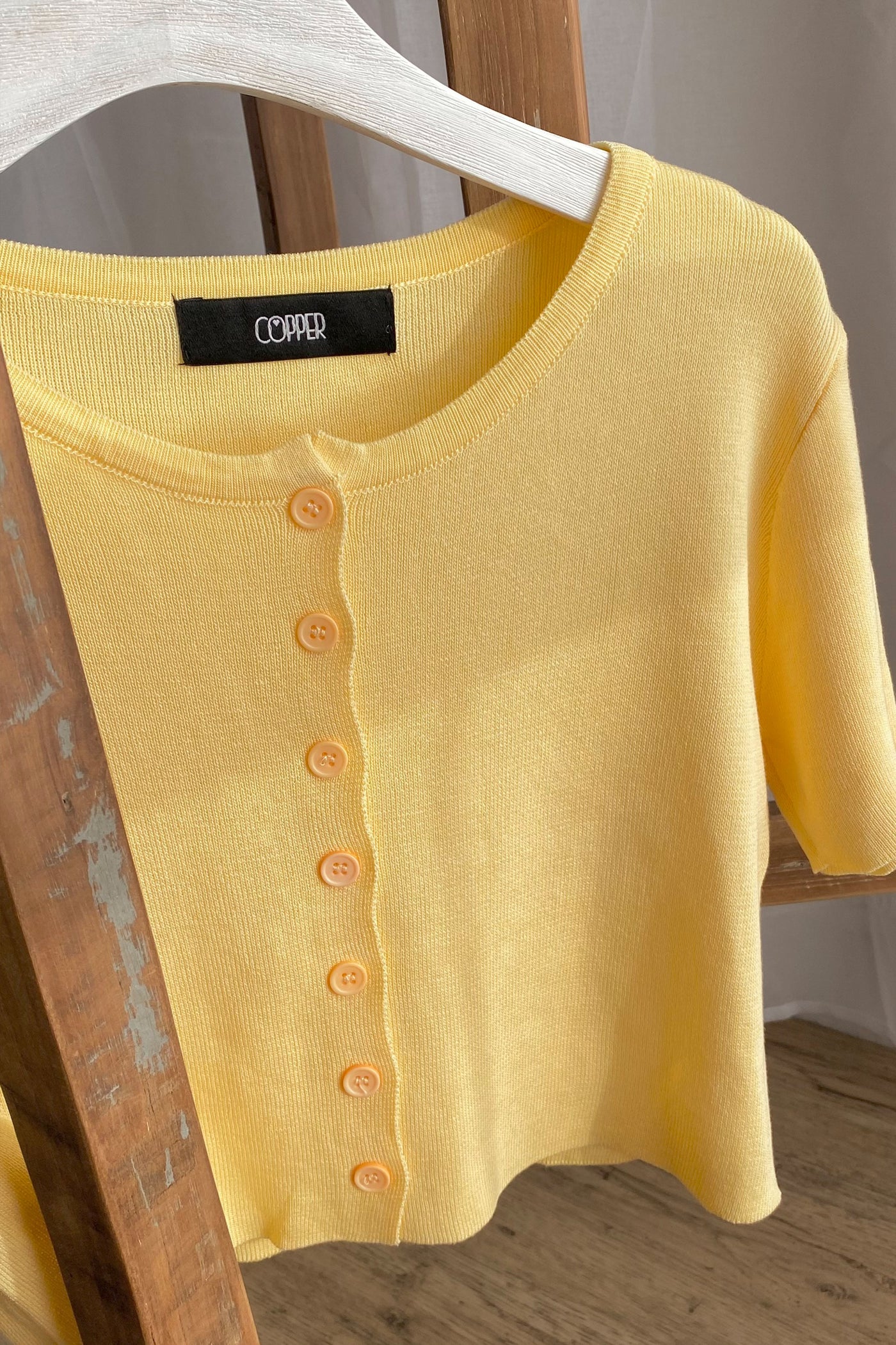 Girl Next Door Button Down Tee - Lemon