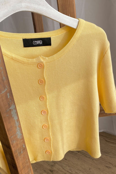 Girl Next Door Button Down Tee - Lemon
