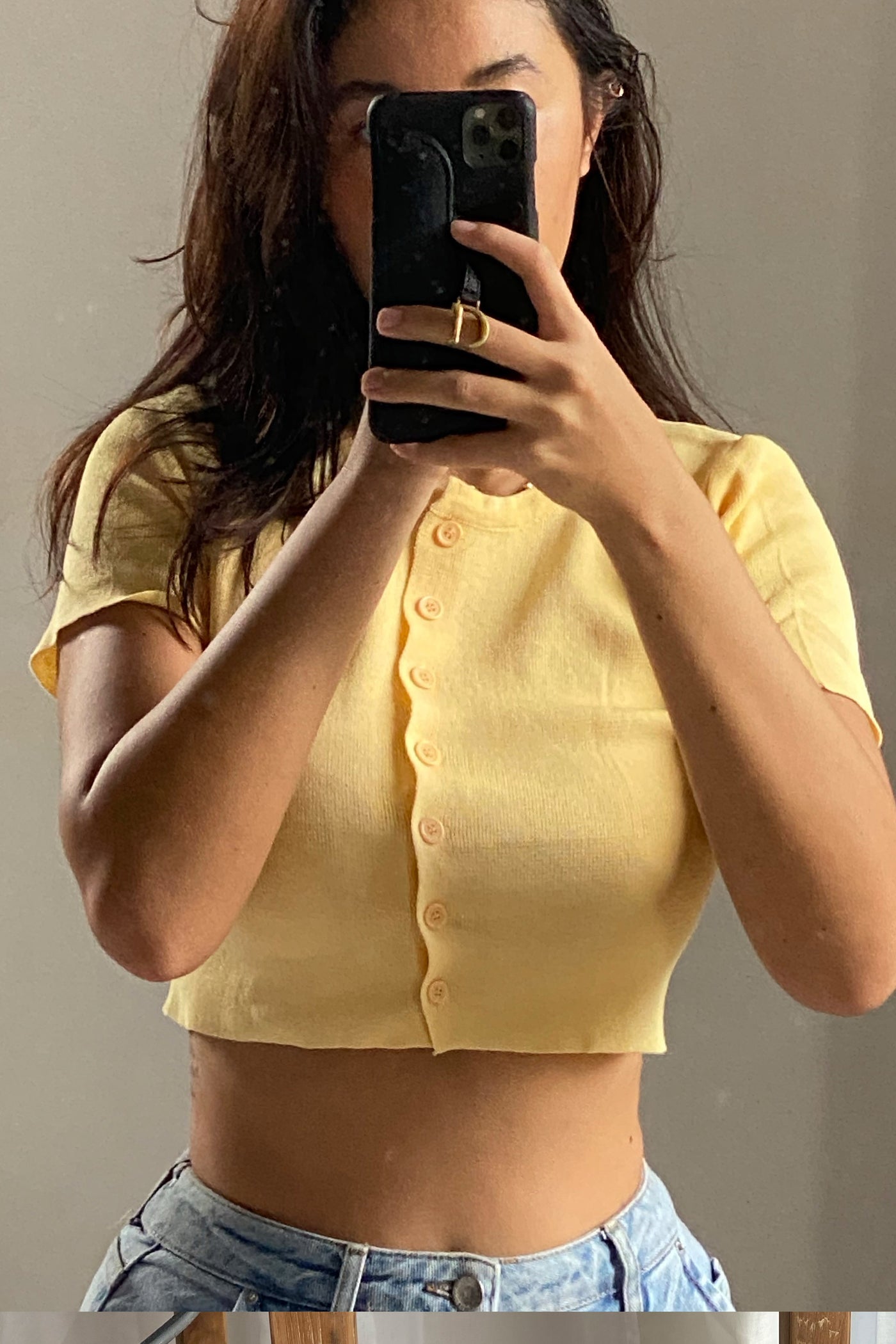 Girl Next Door Button Down Tee - Lemon