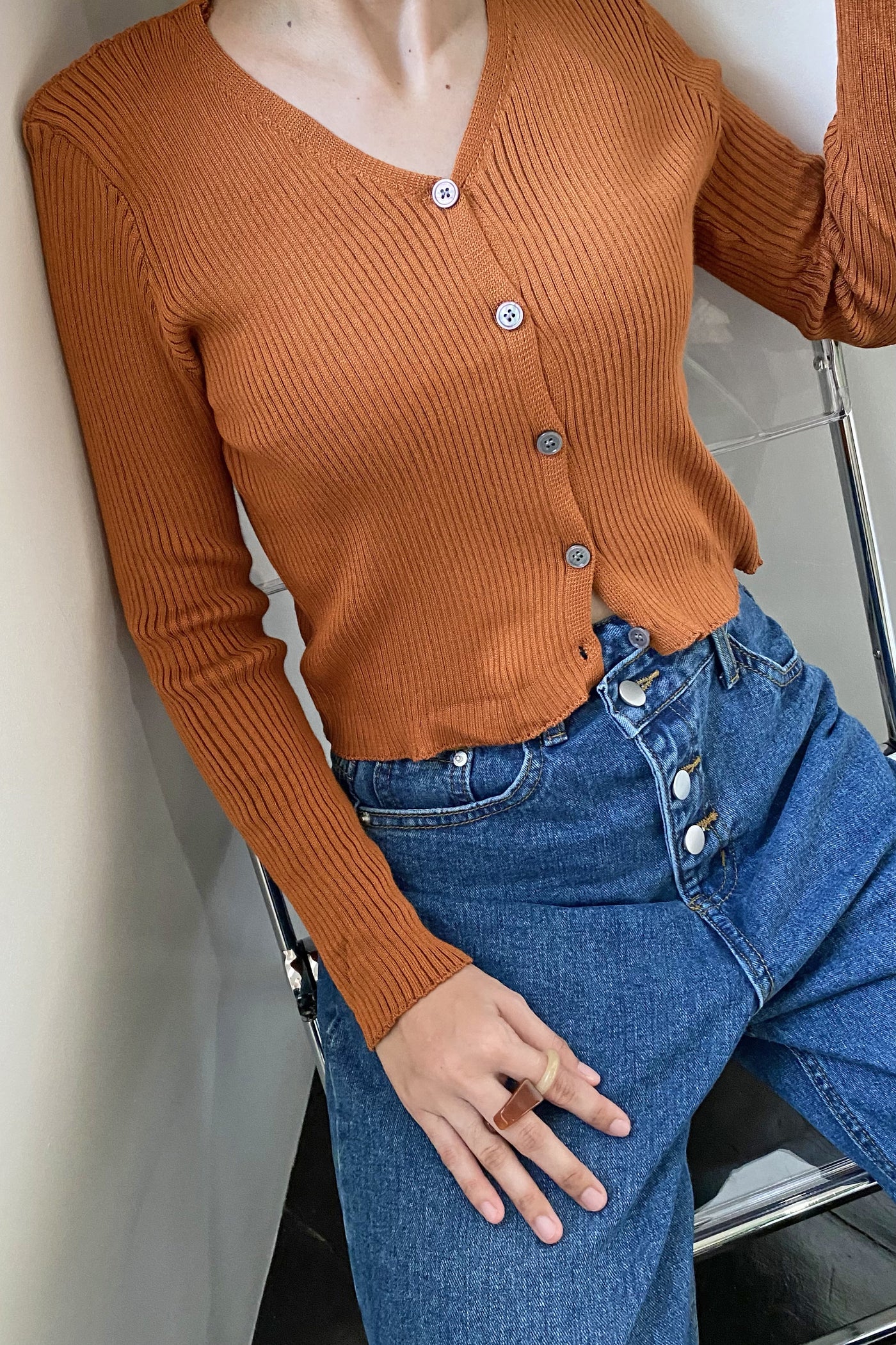 Good Times Essential Knit Cardigan - Chestnut