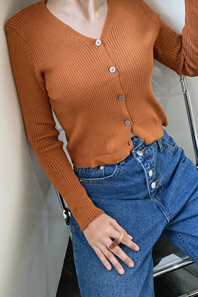 Good Times Essential Knit Cardigan - Chestnut