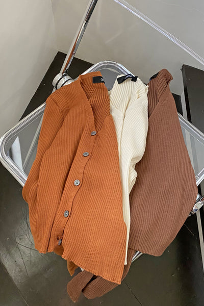 Good Times Essential Knit Cardigan - Chestnut