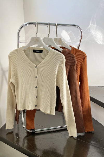 Good Times Essential Knit Cardigan - Chestnut