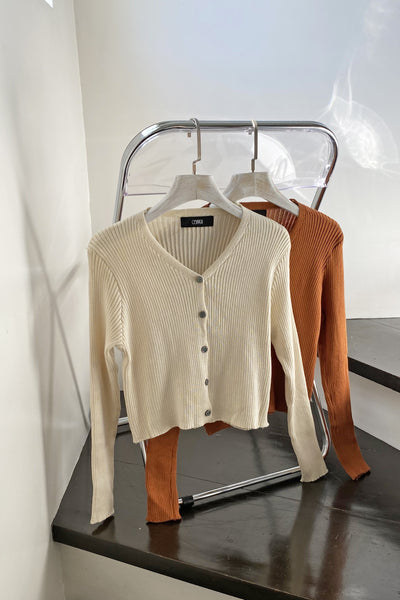 Good Times Essential Knit Cardigan - Chestnut