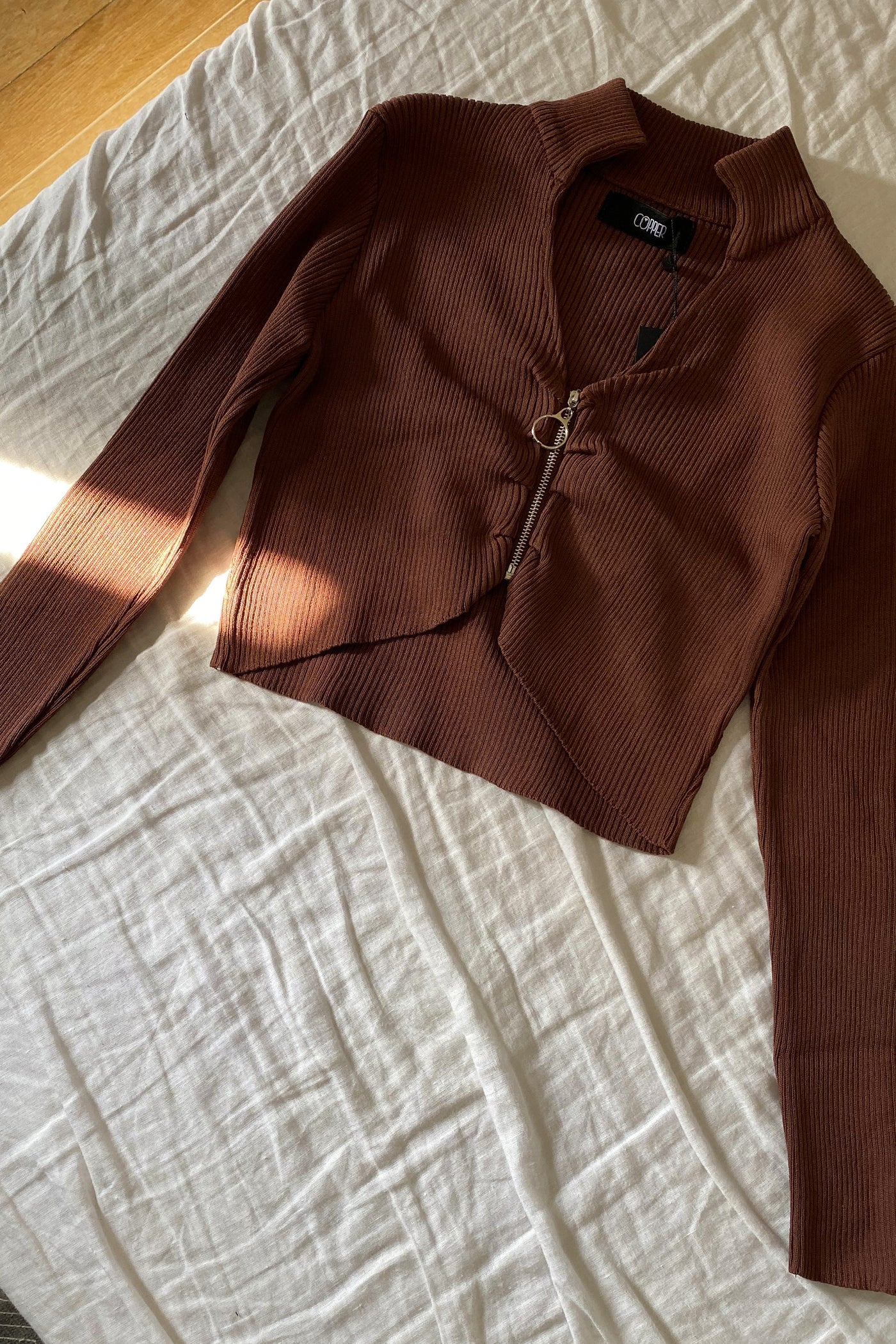 Had My Heart Zip-Up Longsleeve Top - Chocolate