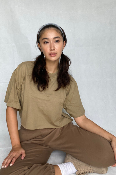 Half The Day Cropped Boxy Tee - Willow