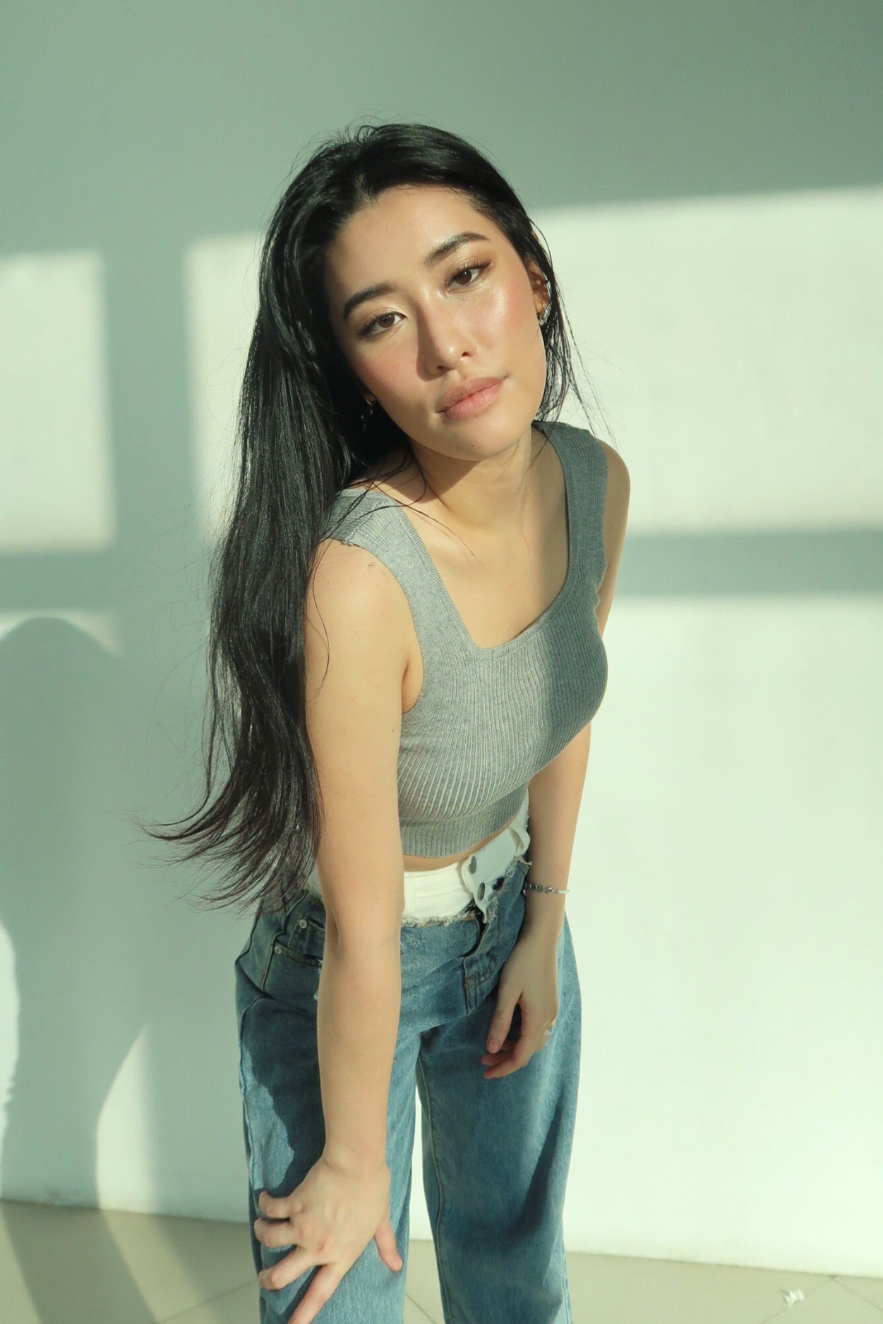 Hella Cool Ribbed Tank Top - Stone