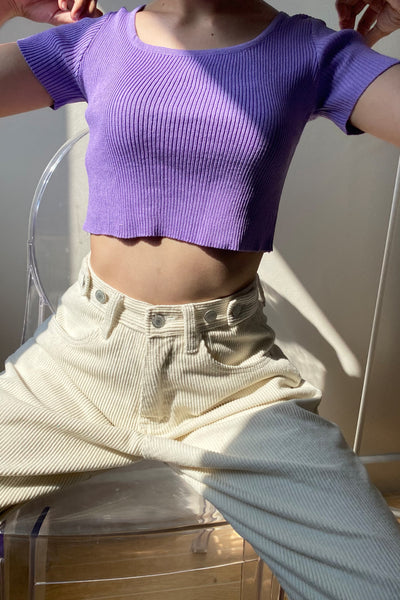 Hella Good Square Neck Baby Tee - Grape