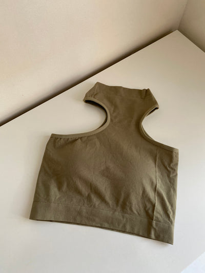 New Flame Crop Top - Hunter Green