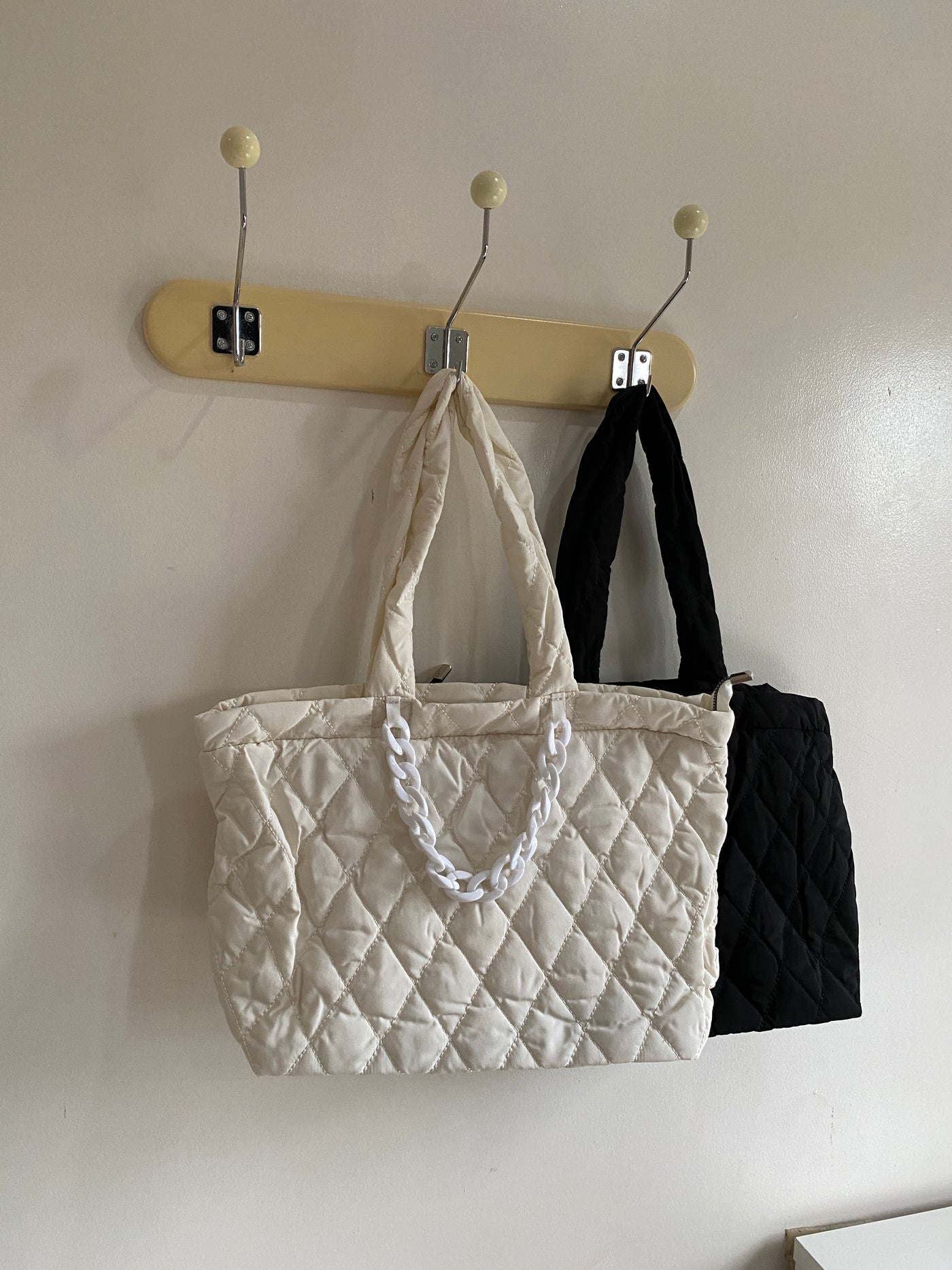 Quilted Tote Bag - White