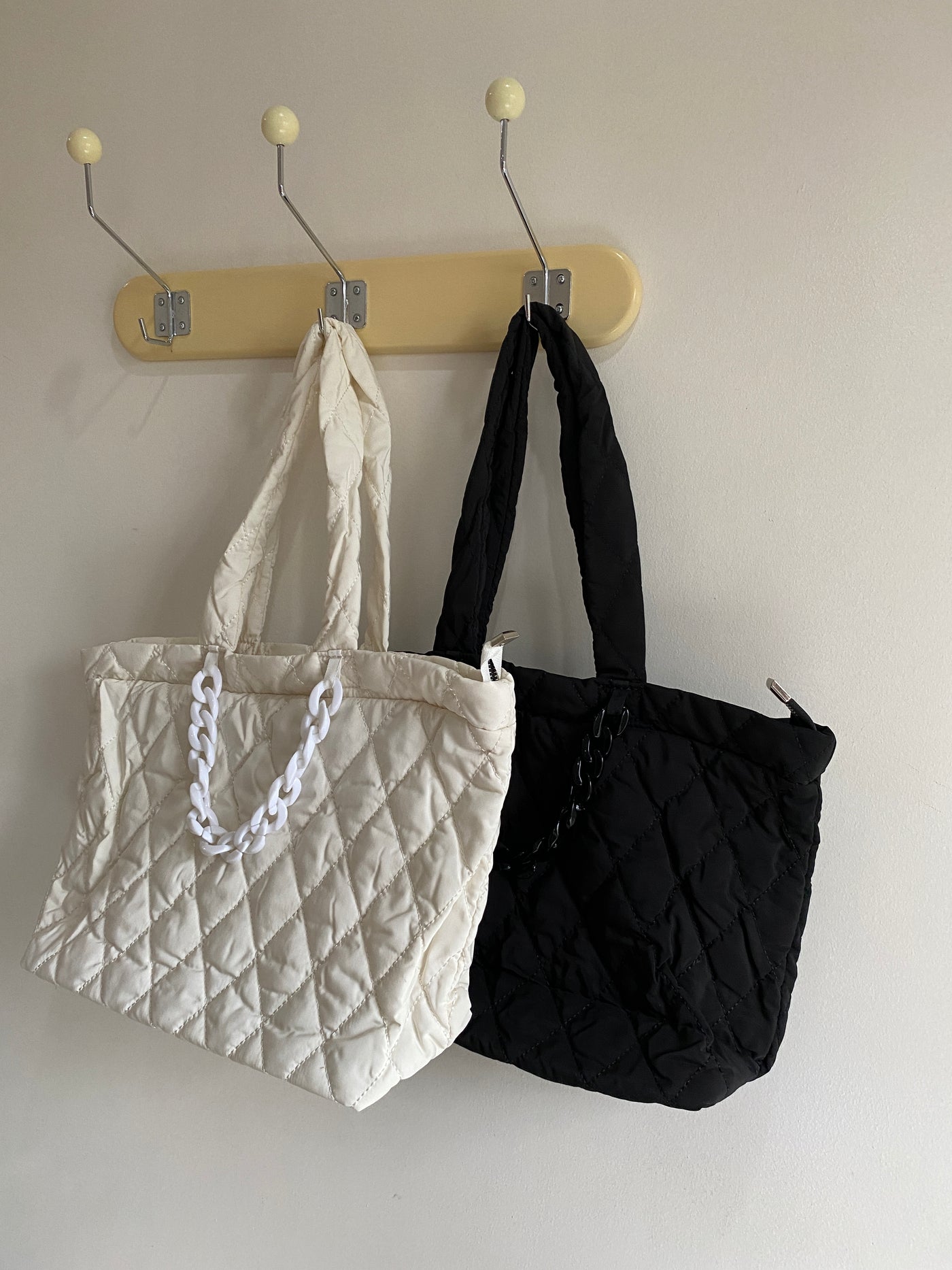 Quilted Tote Bag - White