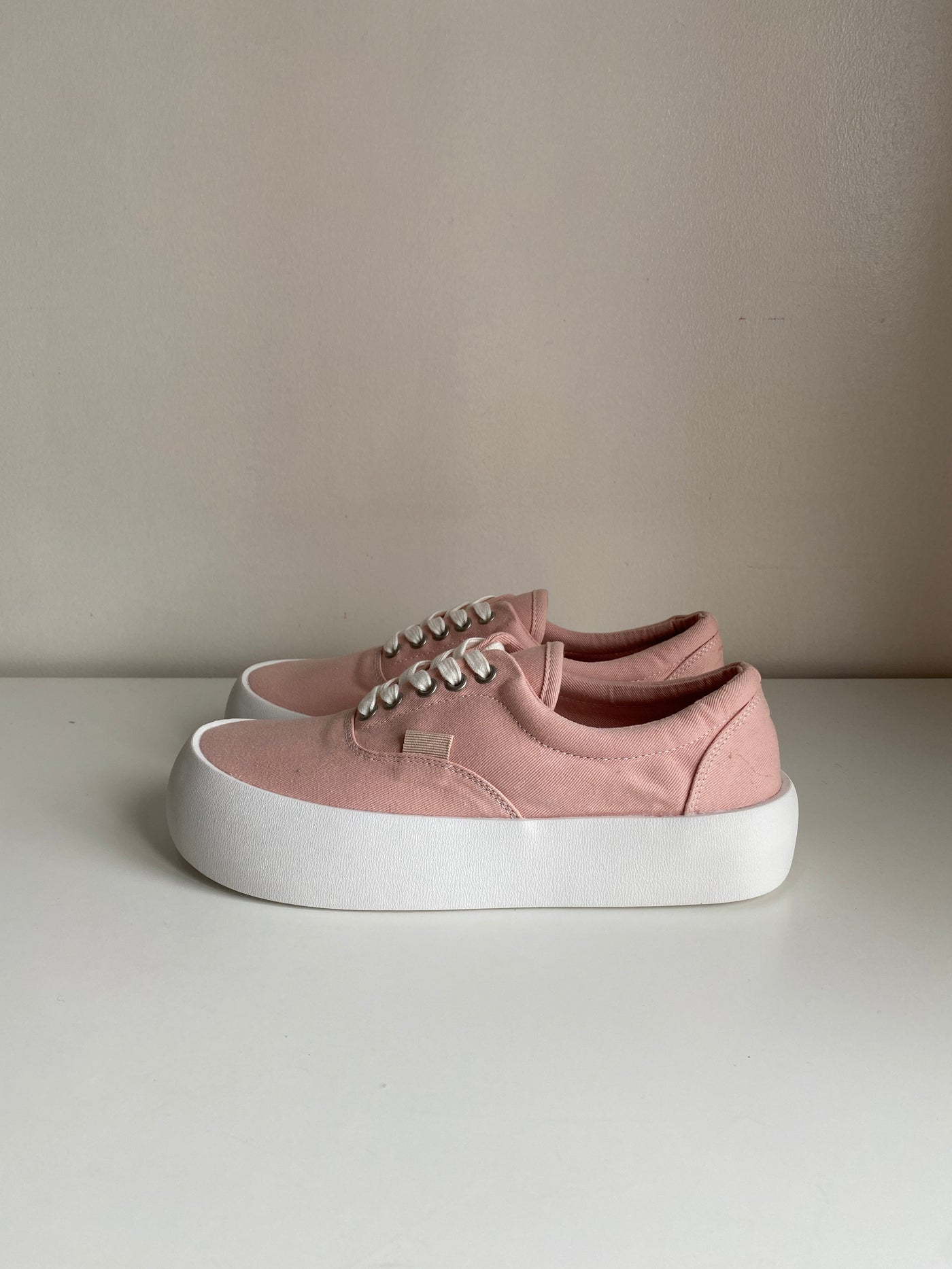 Chunky Sole Canvas Sneakers - Blush