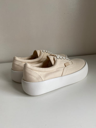 Chunky Sole Canvas Sneakers - Beige