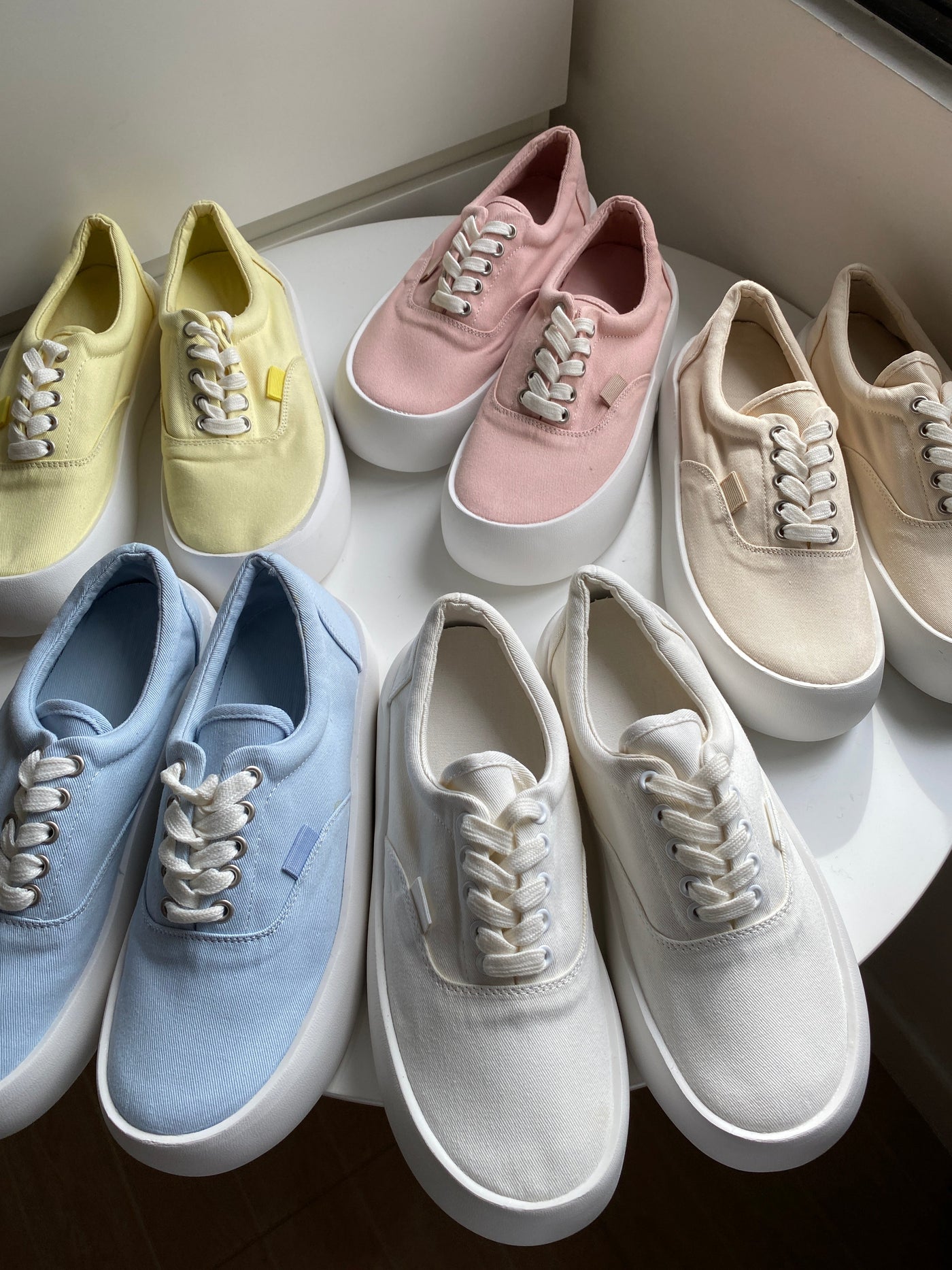 Chunky Sole Canvas Sneakers - Blush