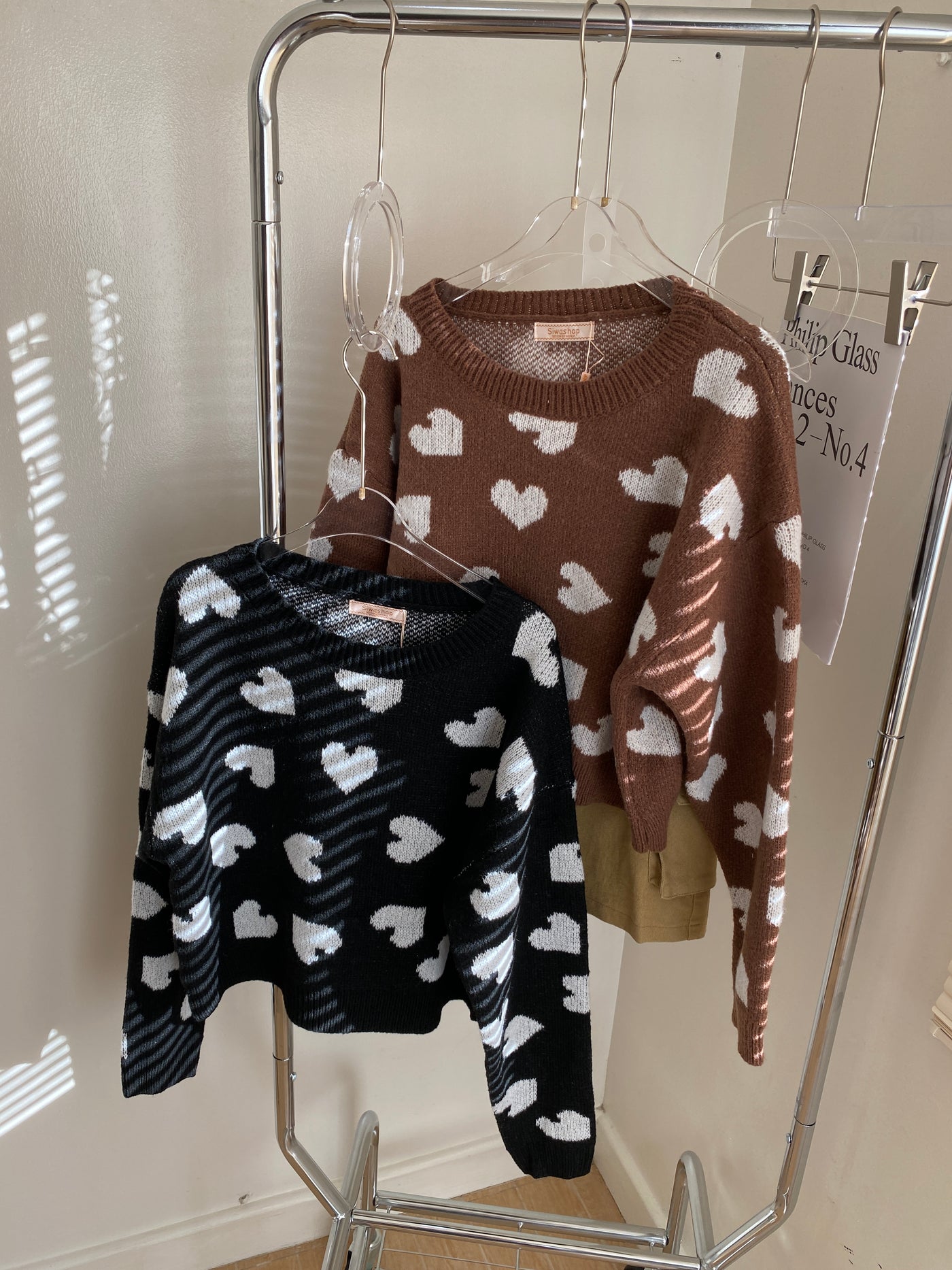 Heart Print Knit Sweater