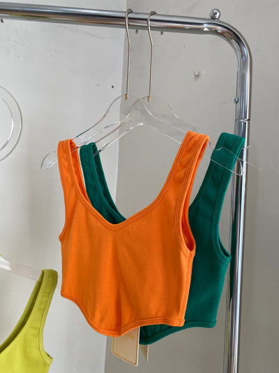 Curved Hem Crop Top - Tangerine