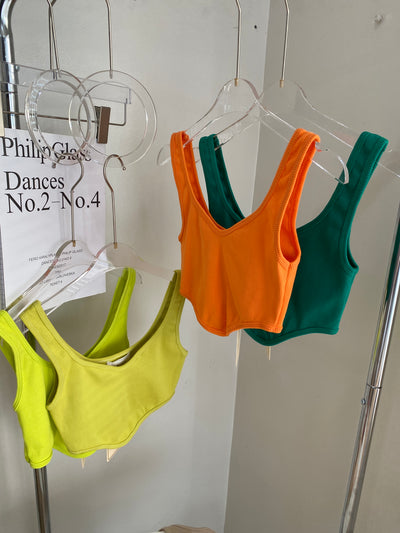Curved Hem Crop Top - Tangerine