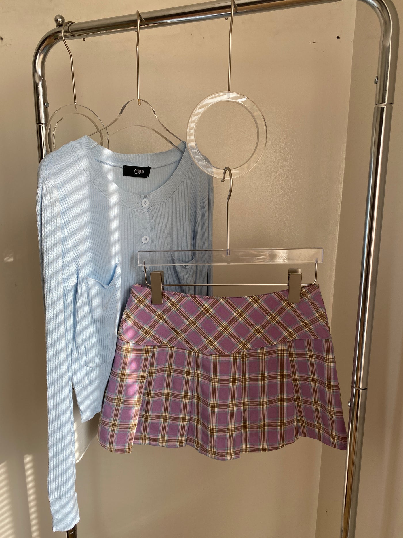 Pleated Plaid Mini Skirt