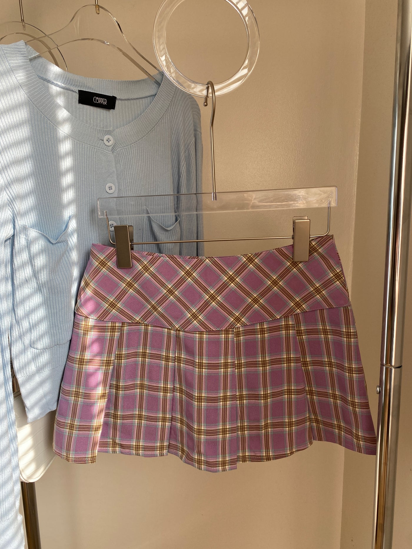 Pleated Plaid Mini Skirt