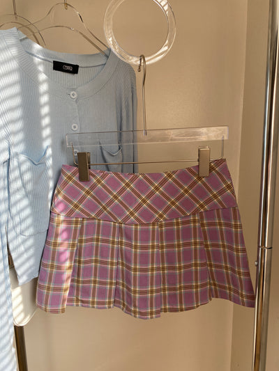Pleated Plaid Mini Skirt
