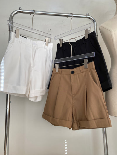 Pleated Highwaist Shorts - Cocoa