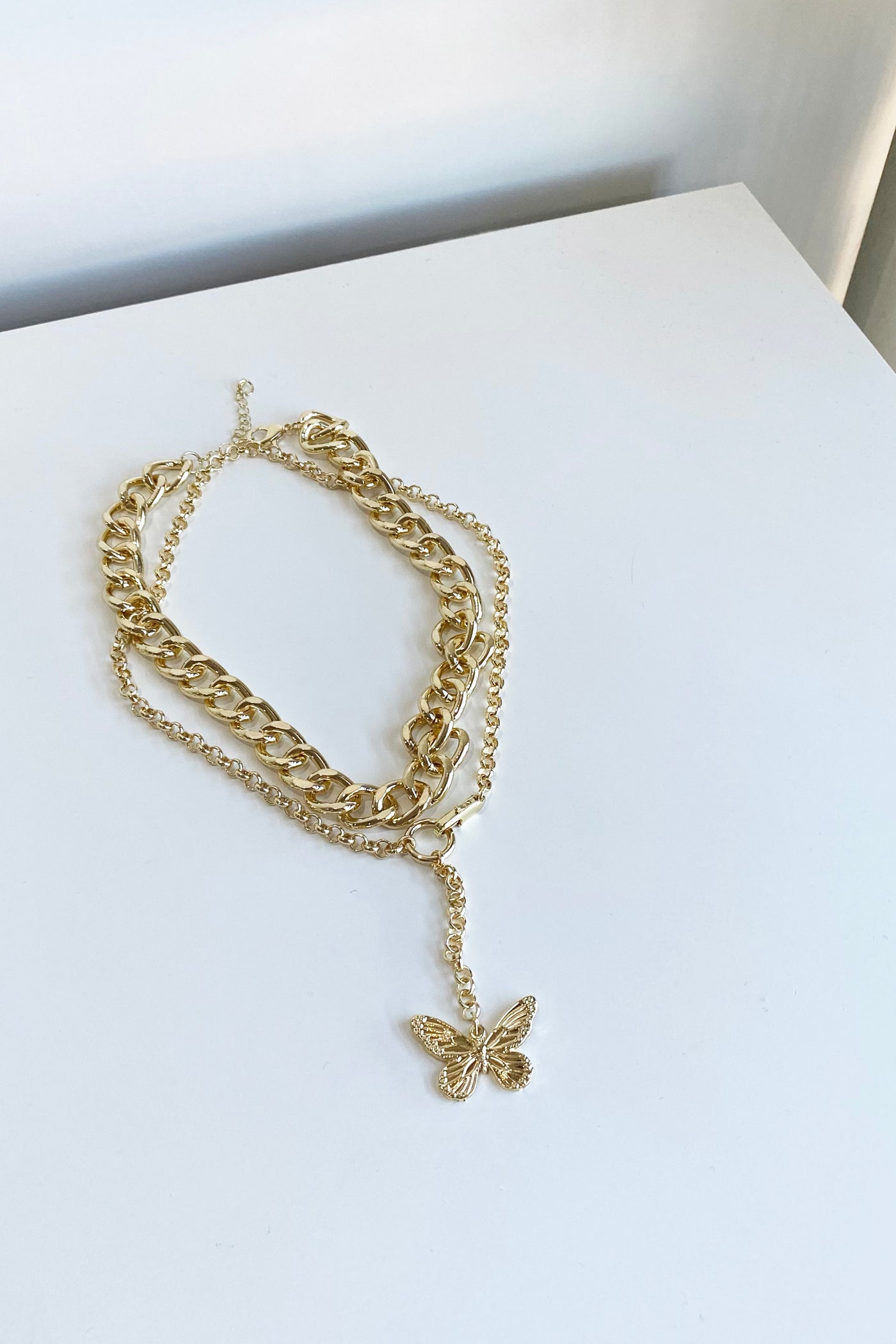 Match My Fly Cuban Chain and Lariat Necklace Set - Gold