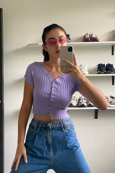 Miles Apart Button Through Baby Tee - Lilac