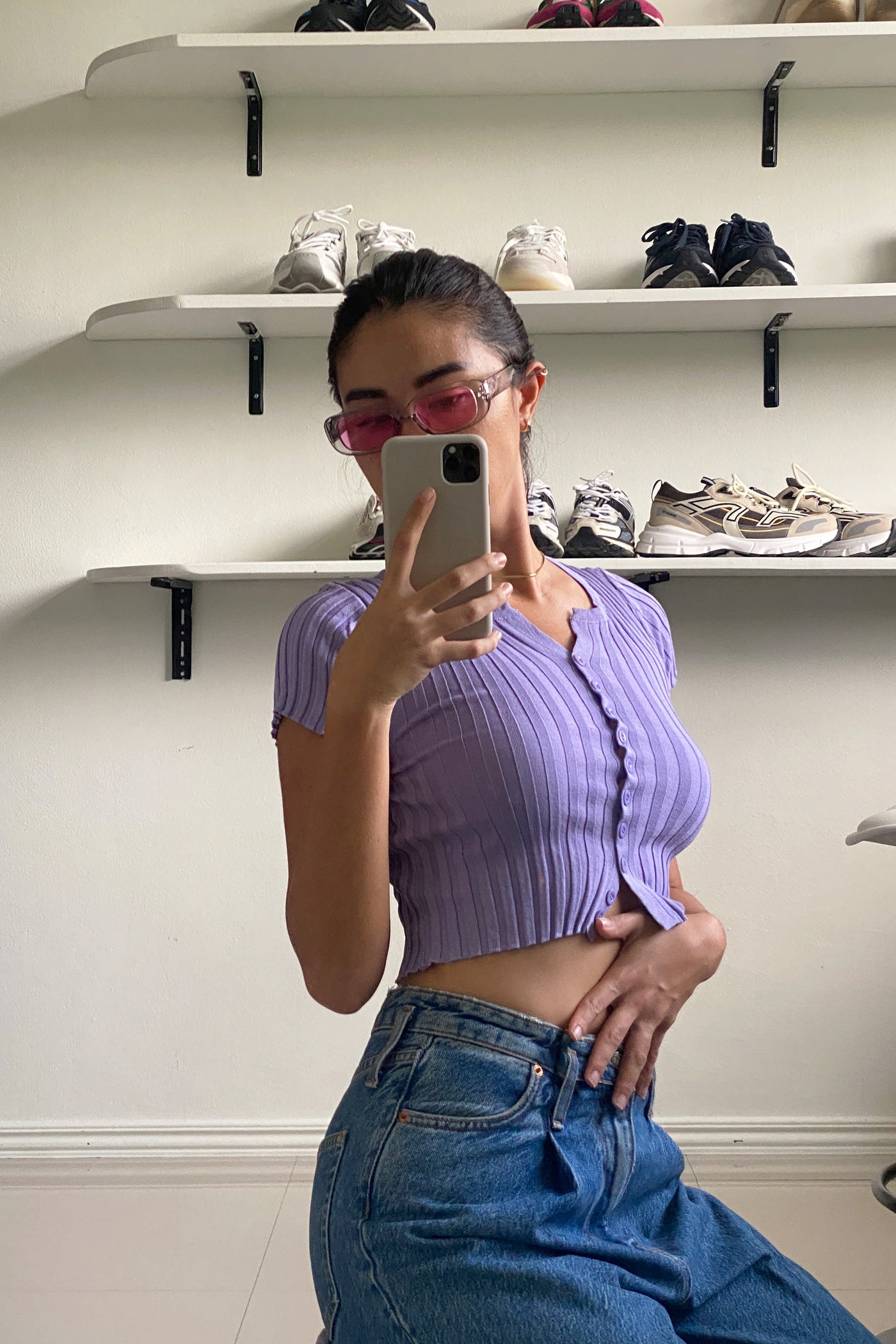 Miles Apart Button Through Baby Tee - Lilac