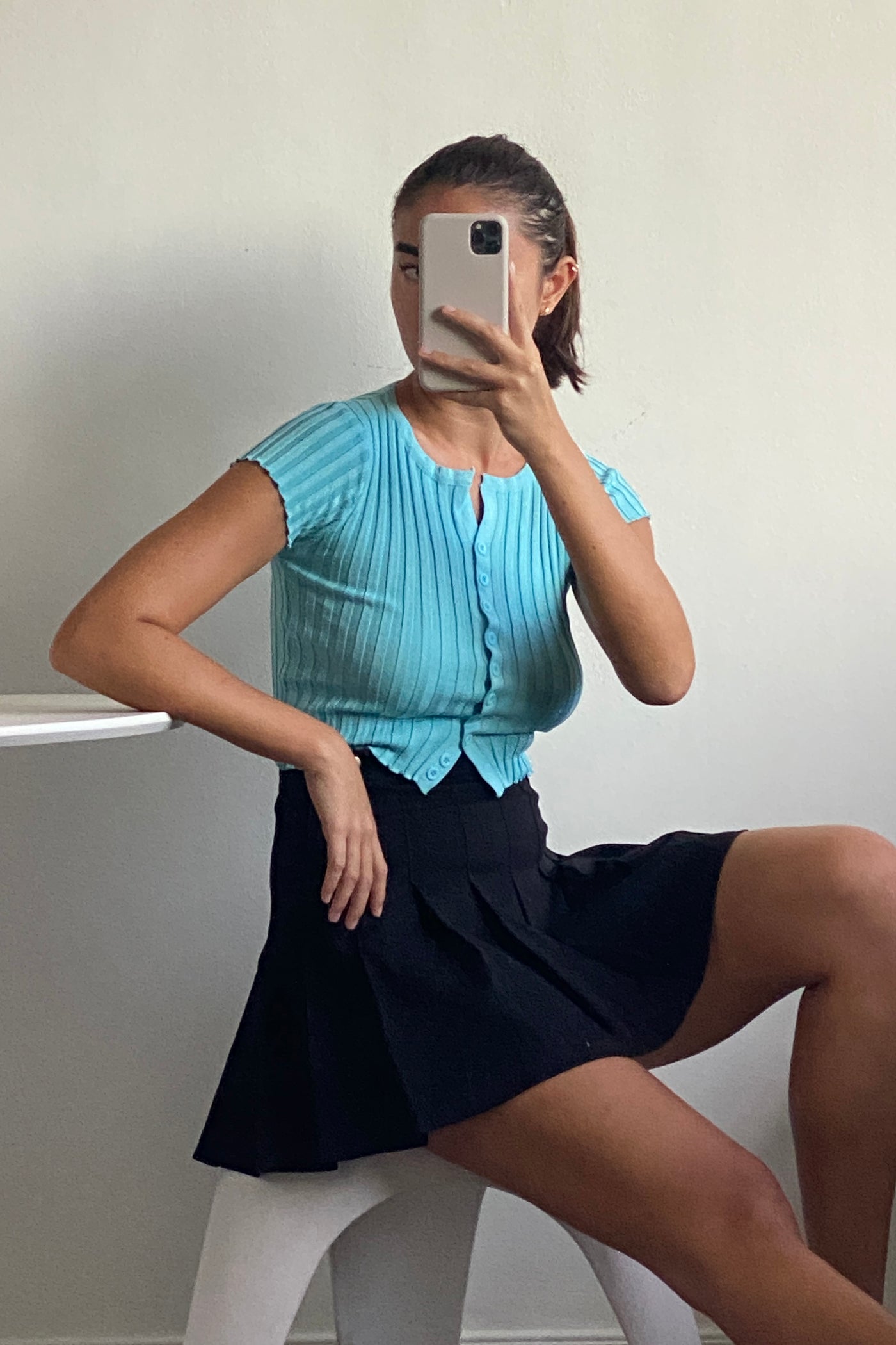 Miles Apart Button Through Baby Tee - Sky