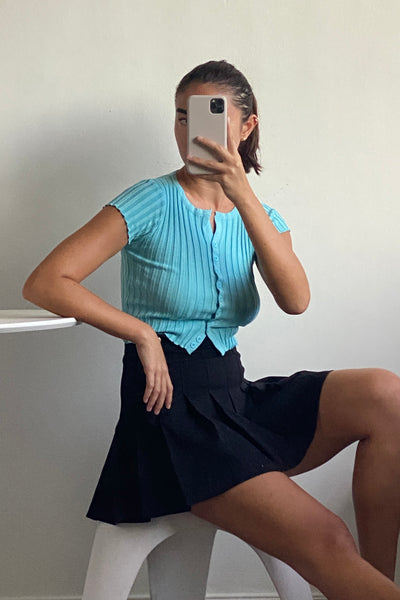 Miles Apart Button Through Baby Tee - Sky