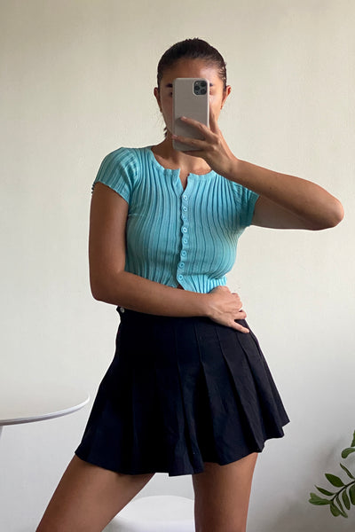 Miles Apart Button Through Baby Tee - Sky