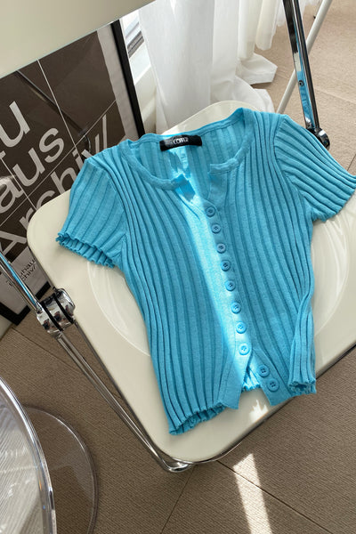 Miles Apart Button Through Baby Tee - Sky