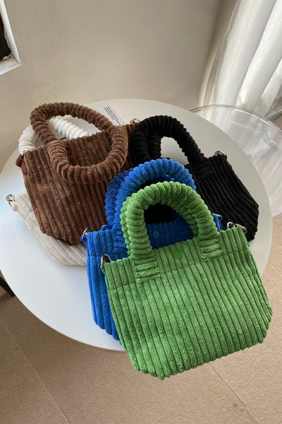 New Gal Corduroy Handbag - Forest Green