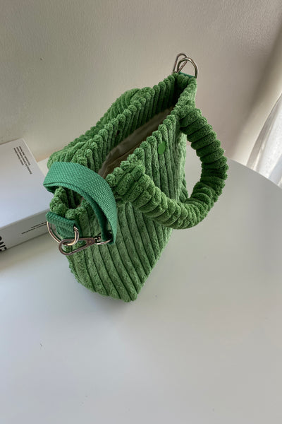New Gal Corduroy Handbag - Forest Green