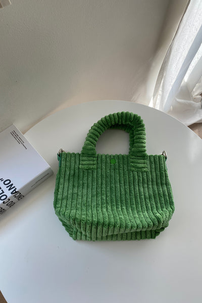 New Gal Corduroy Handbag - Forest Green