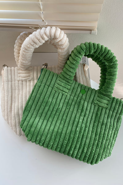New Gal Corduroy Handbag - Forest Green