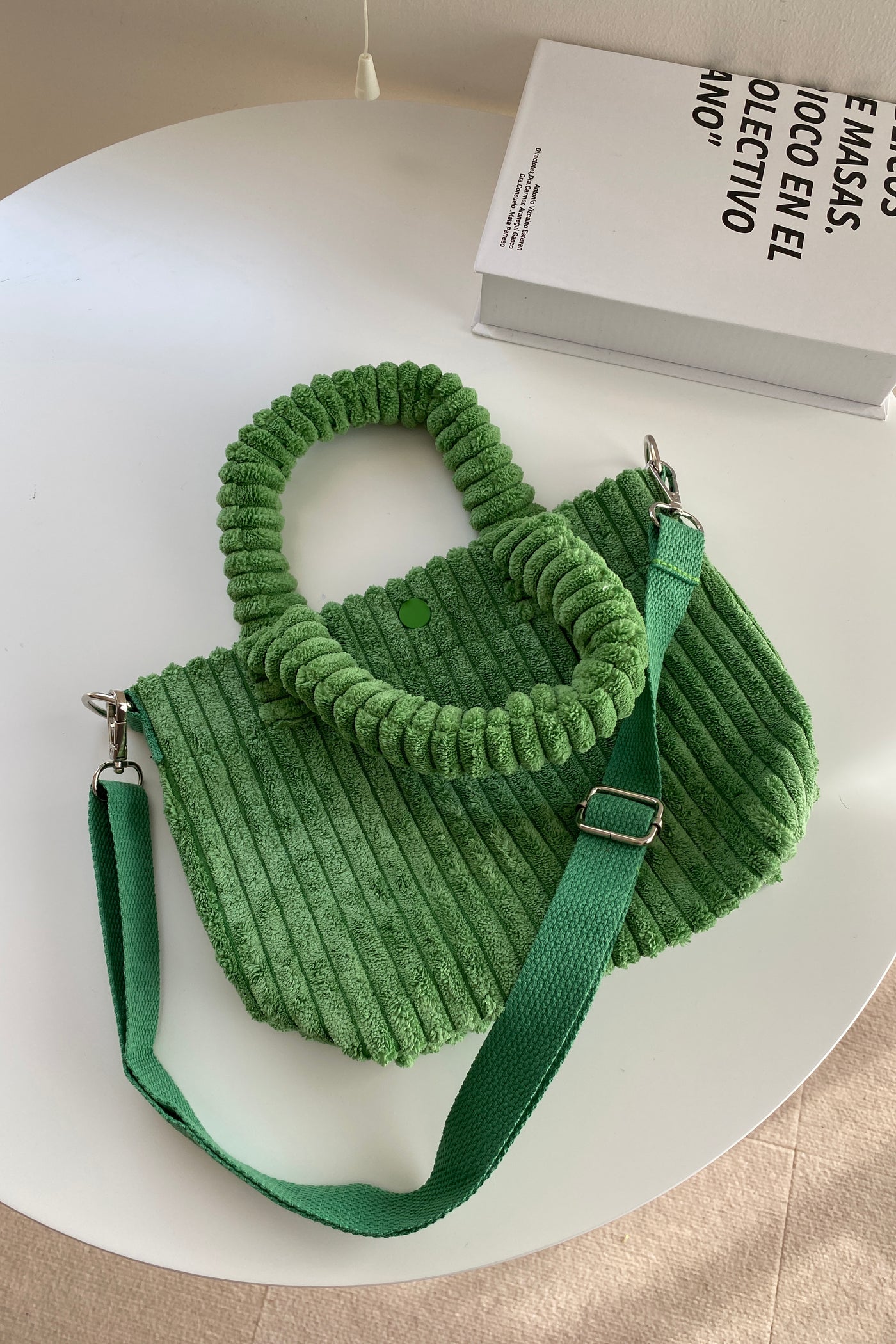 New Gal Corduroy Handbag - Forest Green