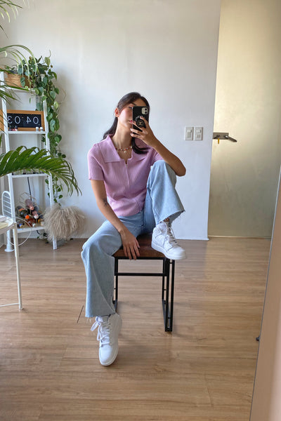 Not Your Lover Double Zip Ribbed Top - Blush