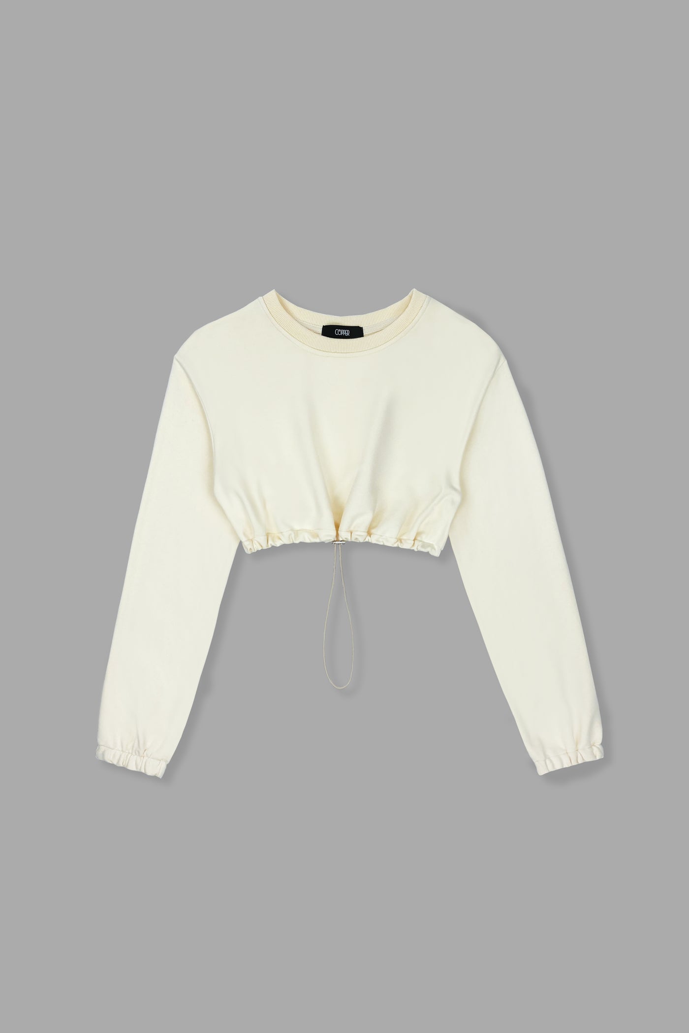 [EVERYDAY] Daily Basis Draw Cord Cropped Sweatshirt - Oat