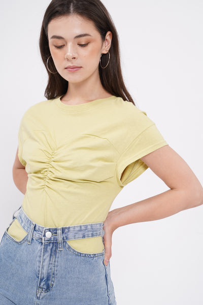 Meet In The Middle Ruched Top - Lime
