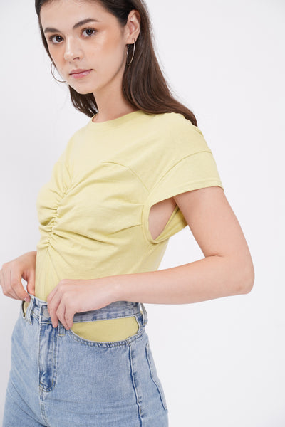 Meet In The Middle Ruched Top - Lime