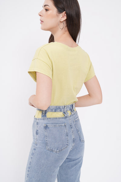 Meet In The Middle Ruched Top - Lime