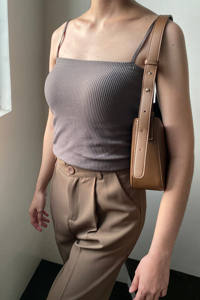 Plain Jane Ribbed Cami Top - Slate