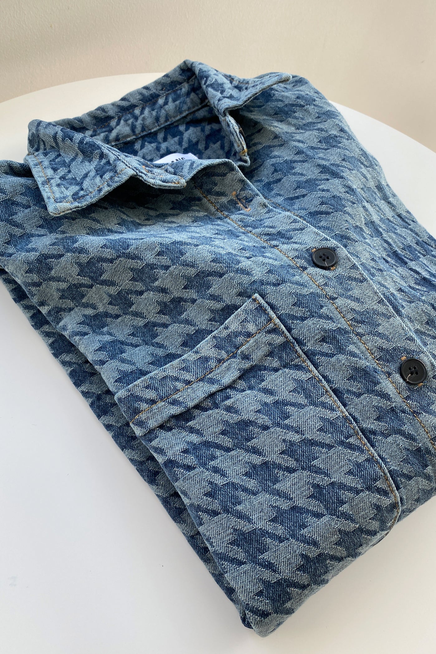 [GOOD JEANS] Play It Cool Houndstooth Denim Jacket