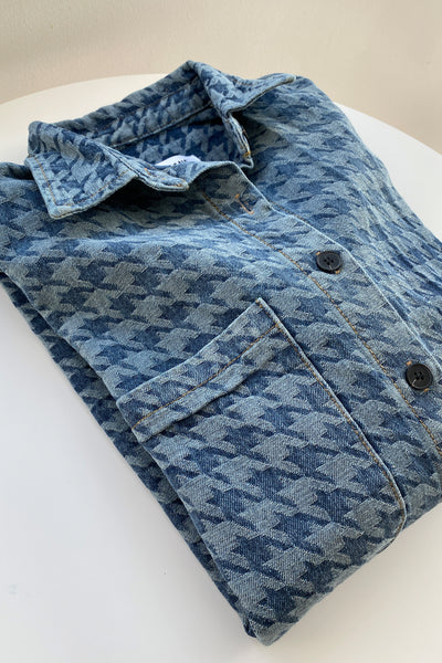 [GOOD JEANS] Play It Cool Houndstooth Denim Jacket
