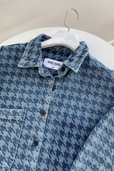 [GOOD JEANS] Play It Cool Houndstooth Denim Jacket