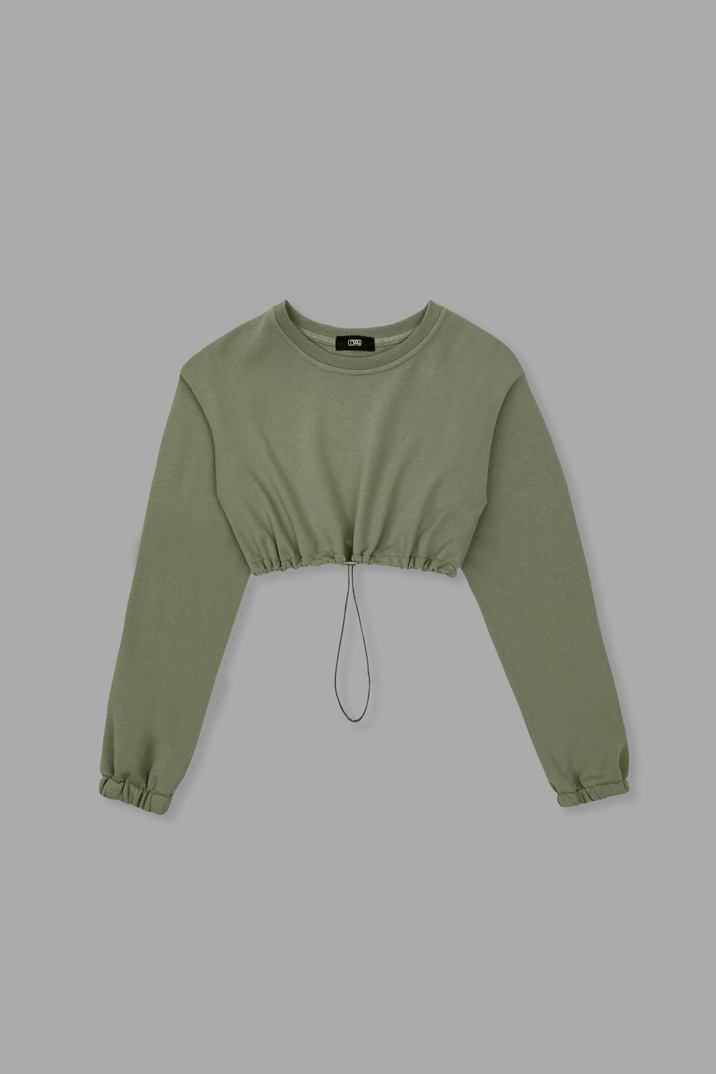 [EVERYDAY] Daily Basis Draw Cord Cropped Sweatshirt - Sierra